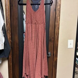 Prana High Low Sleeveless Dress in Rust